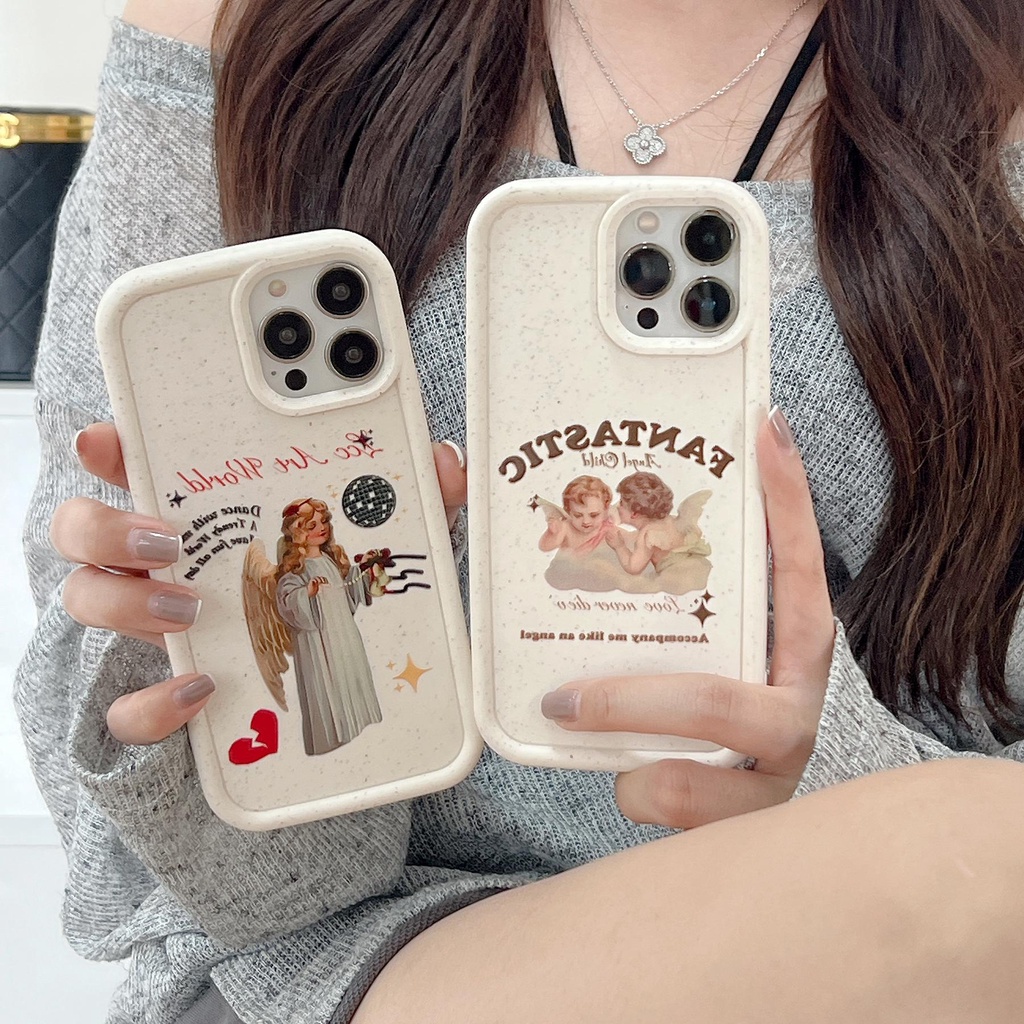 Ốp Điện Thoại TPU Silicon Mềm Chống Sốc In Hình Thiên Thần Phong Cách Retro Cho iPhone 14 13 12 11 PRO MAX