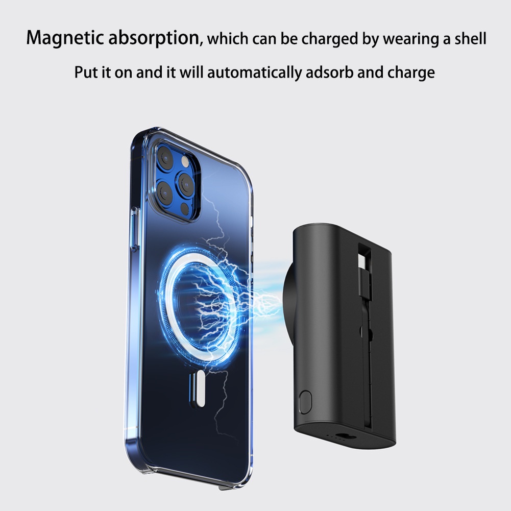 Sạc Dự Phòng Không Dây 5200mAh Có Nam Châm Cho Apple Watch iPhone 14 13 12 Samsung 3 Trong 1