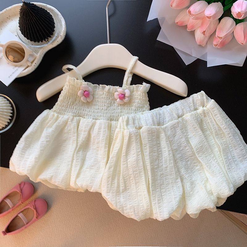Set Đồ Hai Mảnh Áo Hai Dây In Hoa Thời Trang Mùa Hè 2023 Phong Cách Hàn Quốc Cho Bé Gái