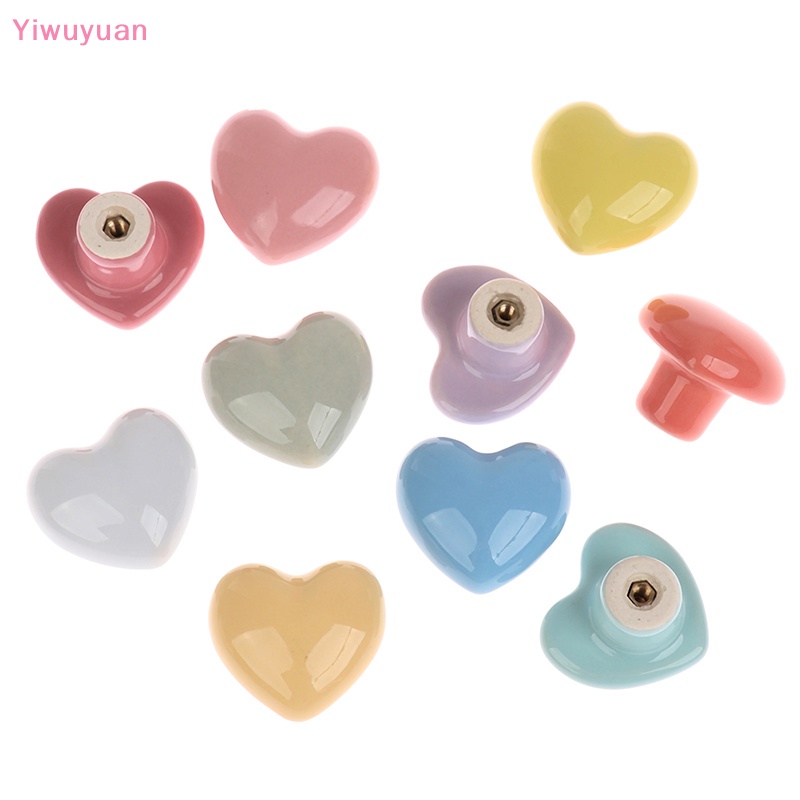 < Yiwuyuan > Tay Nắm Ngăn Kéo Tủ Một Lỗ Tròn Bằng Gốm Sứ Màu Hoạt Hình Mới