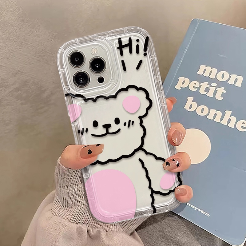 Ốp Điện Thoại TPU Silicon Mềm Trong Suốt Chống Sốc Hình Gấu Cho IPhone 14 13 12 11 Pro XR X XS Max 8 + 7 Plus
