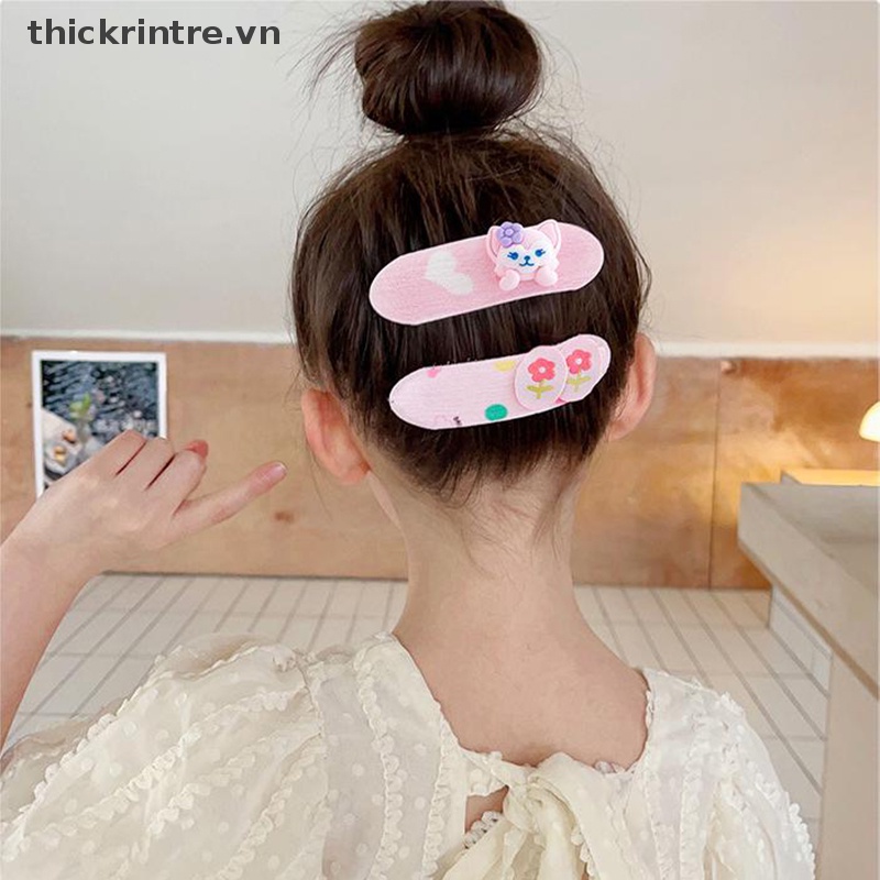 Bộ 4 Kẹp Tóc Họa Tiết Hoạt Hình Dễ Thương Cho Bé Gái