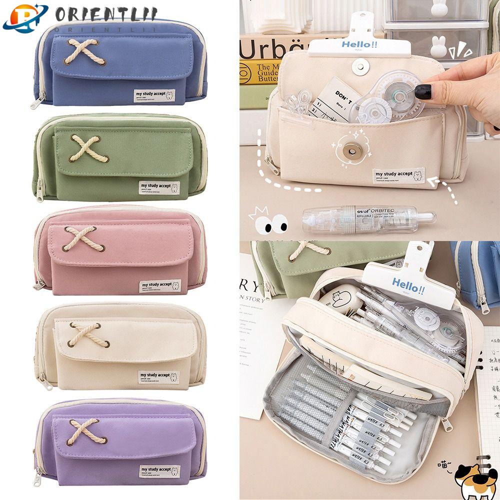 Túi Đựng Bút Bằng Vải Canvas Phối Khóa Kéo Tiện Dụng Ốp