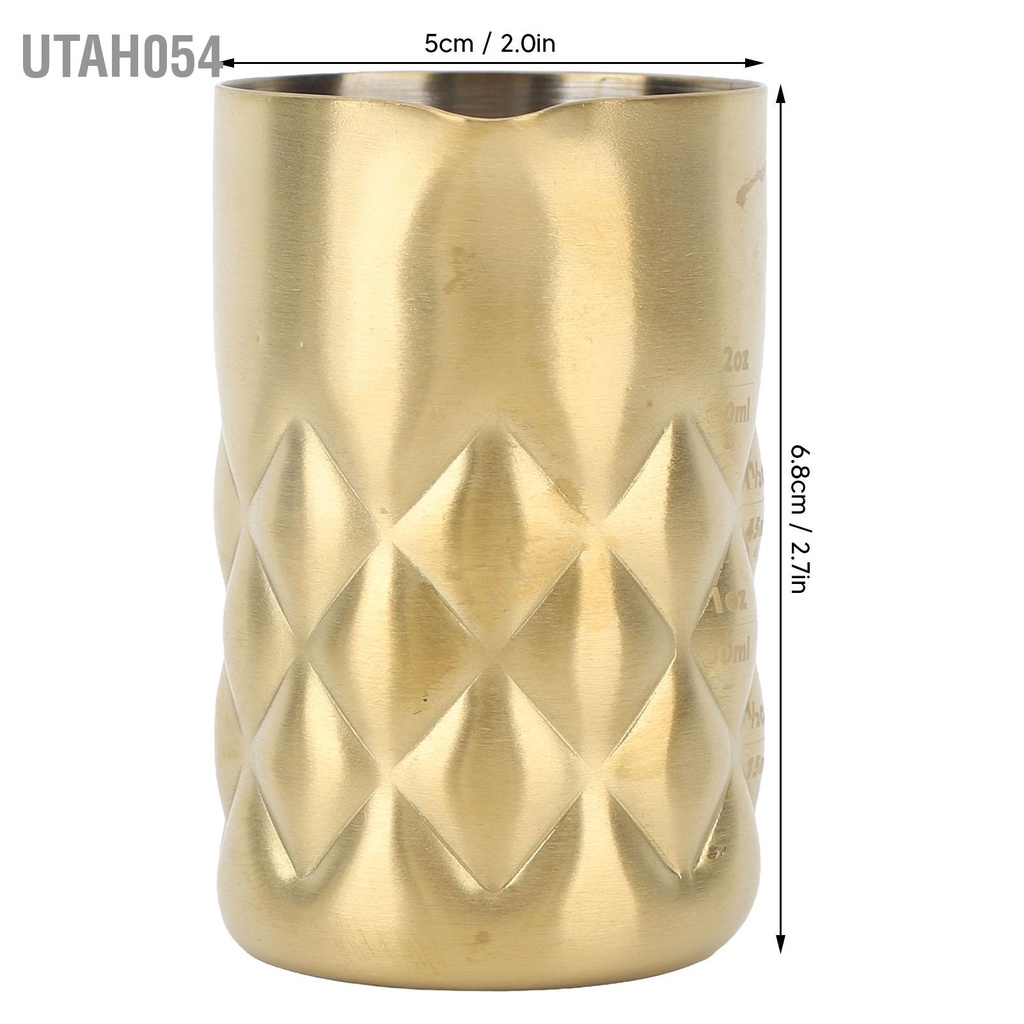Utah054 Thủy tinh trộn bằng thép không gỉ 304 Chống ăn mòn Bình lắc cocktail 60ml có thang đo cho quầy bar