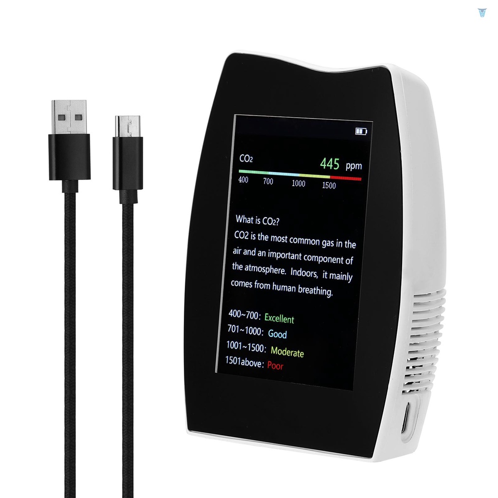 Máy Đo Nhiệt Độ Và Độ Ẩm Không Khí CO2 Màn Hình Cảm Ứng Kỹ Thuật Số Đa Năng HCHO TVOC