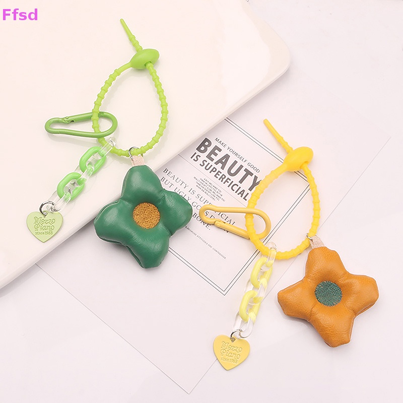 {Ffsd} Móc Khóa Trang Trí Túi Xách / Móc Khóa Hình Hoa / Trái Tim Bằng Da Đáng Yêu Sáng Tạo