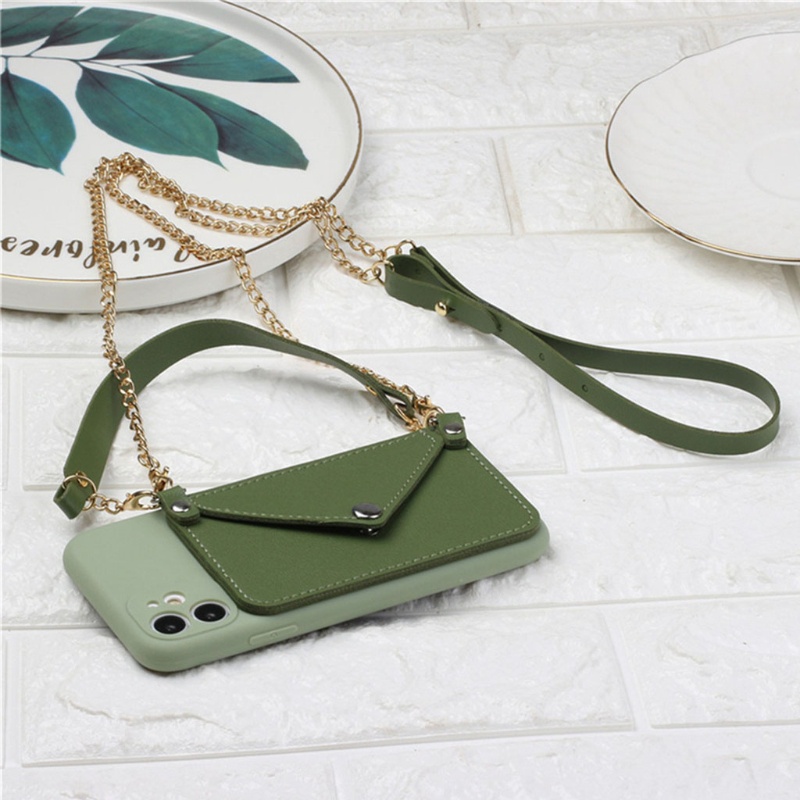 Ốp Điện Thoại Da PU Dạng Ví Nắp Lật Có Ngăn Đựng Thẻ Và Dây Đeo Cho Iphone