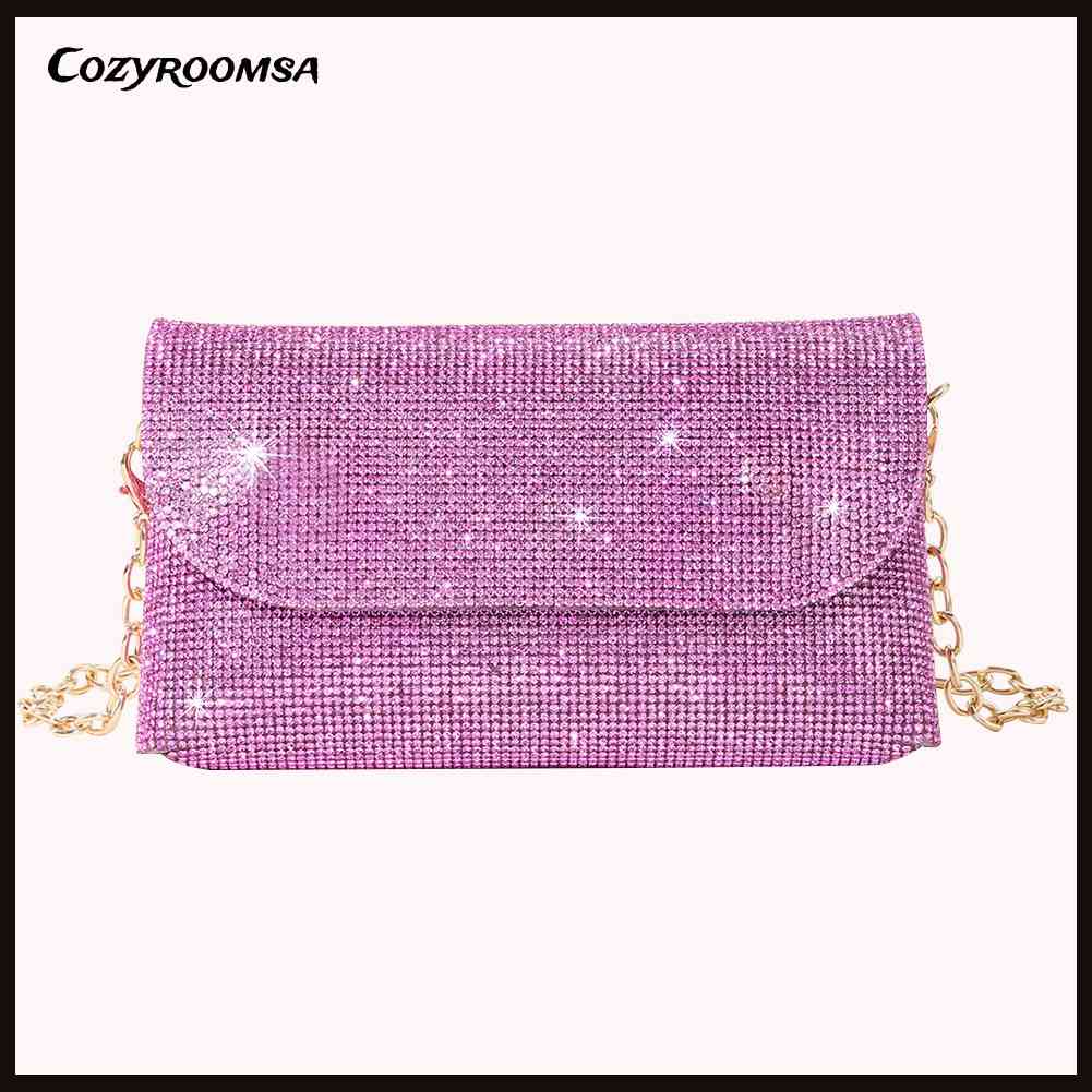 Ví Da PU CầM Tay ĐíNh Kim Cương Giả Cho Nữ