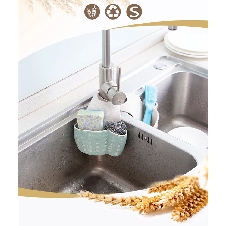 Giá Đỡ Miếng Bọt Biển / Xà Phòng Bằng Sợi Lúa Mạch KC0608-2 Tiện Lợi Dành Cho Nhà Bếp