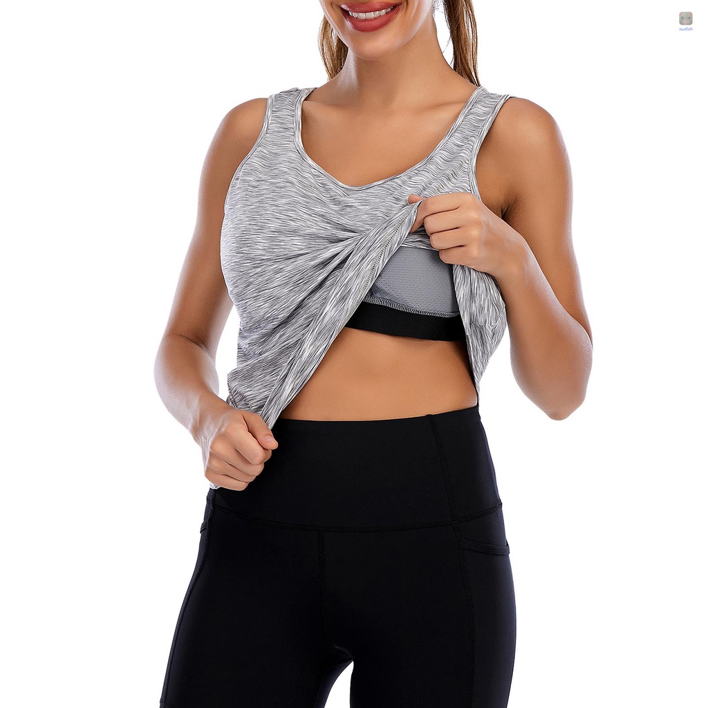 Áo Tank Top Sát Nách Cổ Tròn Dáng Rộng Thời Trang Tập Yoga / Chạy Bộ Cho Nữ