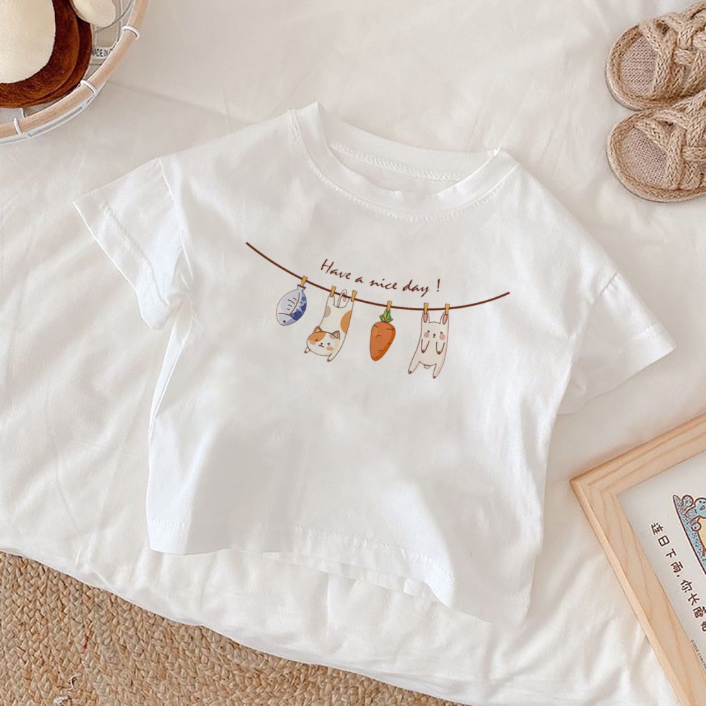 Mèo Dễ Thương In Họa Tiết Thời Trang Mẹ Bố Tôi Họ Bộ Áo Sơ Mi Sơ Sinh Cho Bé Body Quần Áo Thường Ngày Áo Trắng Tee Cha Mẹ Kid