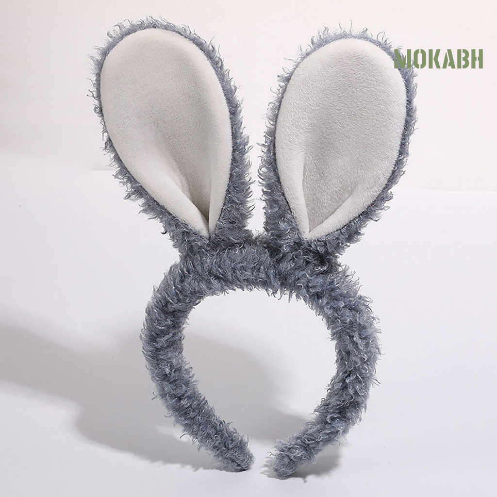 Băng Đô Tai Thỏ Bằng Vải Bông Chống Trượt Dễ Thương