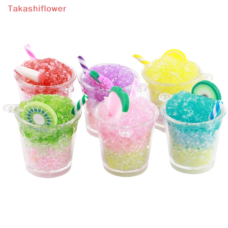 (Takashiflower) Móc Khóa Hình Bát Cốc Smoothie 3D Bằng Nhựa Resin Phát Quang