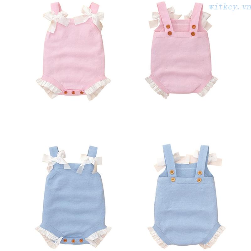 Bộ Áo Liền Quần Dệt Kim Không Tay Đính Nơ Ngọt Ngào Thời Trang Mùa Hè Cho Bé Gái