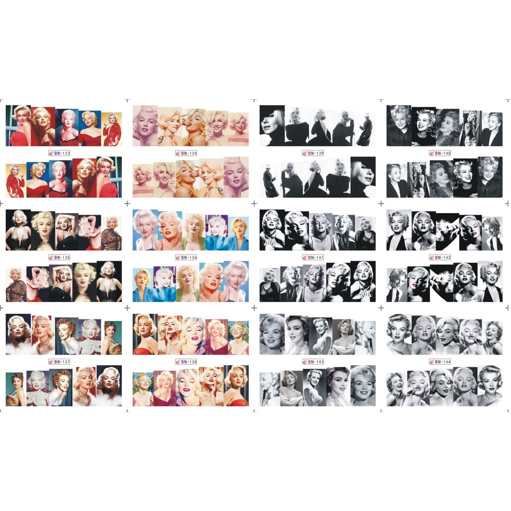 Set Sticker Nước | Marilyn Monroe Đủ Màu & Trắng Đen | Dán Móng Tay