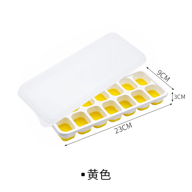 Khay Làm Kem 14 Ngăn Bằng Silicon Mềm Có Nắp Tháo Rời Được