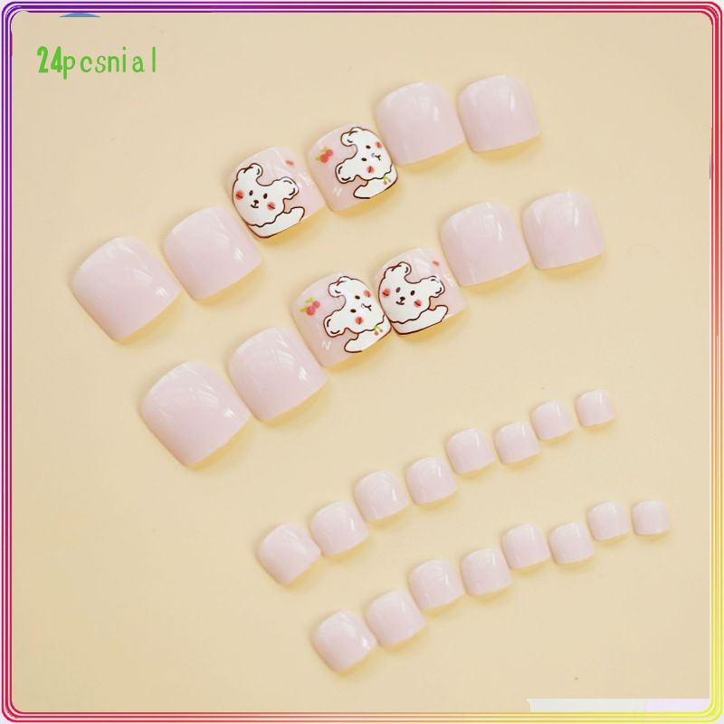 Set 24 Móng Chân Giả J-10 Họa Tiết Dễ Thương