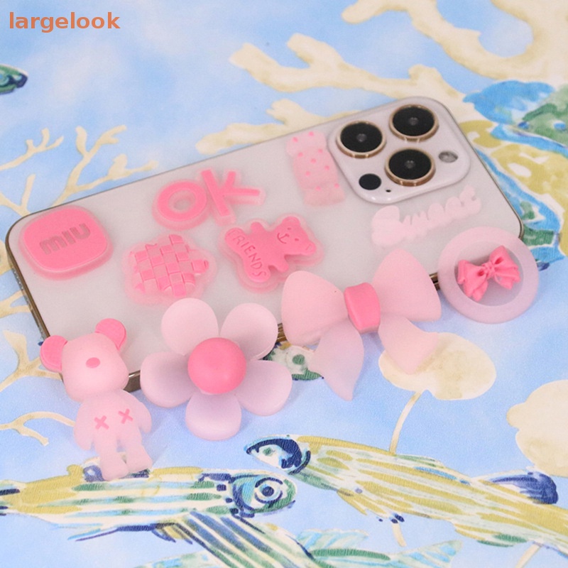 Bộ 5 Miếng Dán PVC Mềm Màu Hồng Họa Tiết Hoạt Hình Dễ Thương Dùng Trang Trí Ốp Điện Thoại DIY