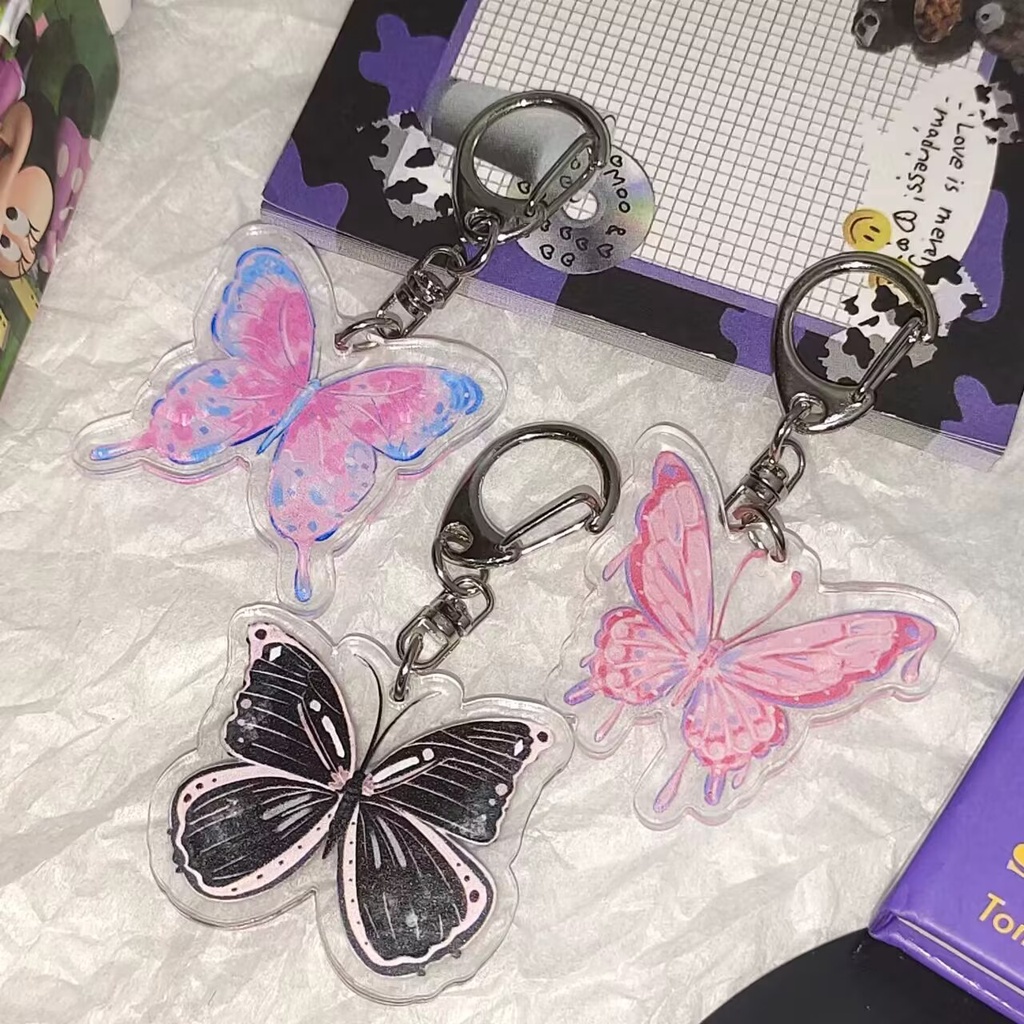 Y2k Móc Khóa Acrylic Hình Bướm Nhiều Màu Sắc Dễ Thương Dành Cho Nữ