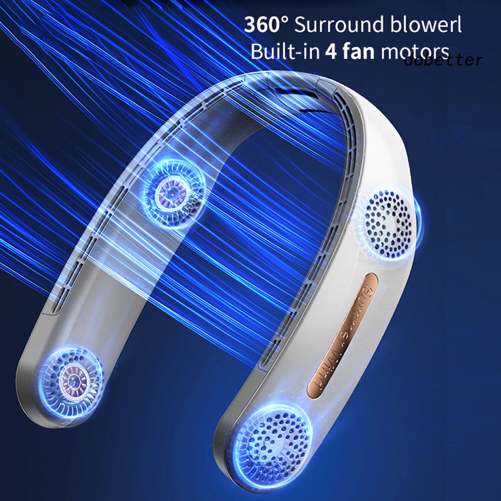 Quạt Sạc Micro USB Đeo Cổ Không Cánh 3 Cấp Độ Tiếng Ồn Nhỏ Gọn Có Thể Điều Chỉnh Dành Cho Hoạt Động Ngoài Trời