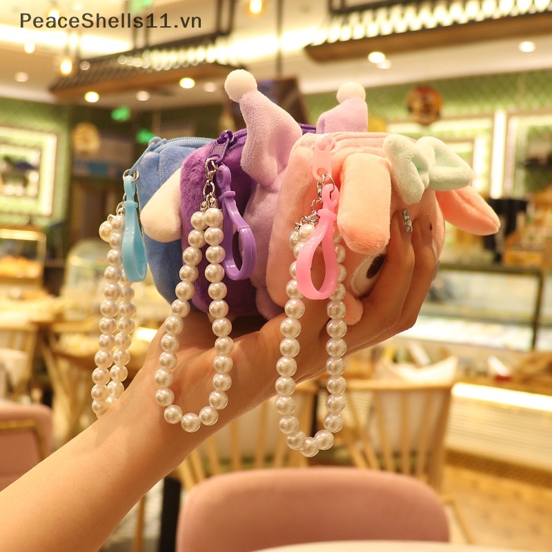 Ví Đựng Tiền Xu Lông Nhung Có Dây Đeo Ngọc Trai Dễ Thương Cho Nữ