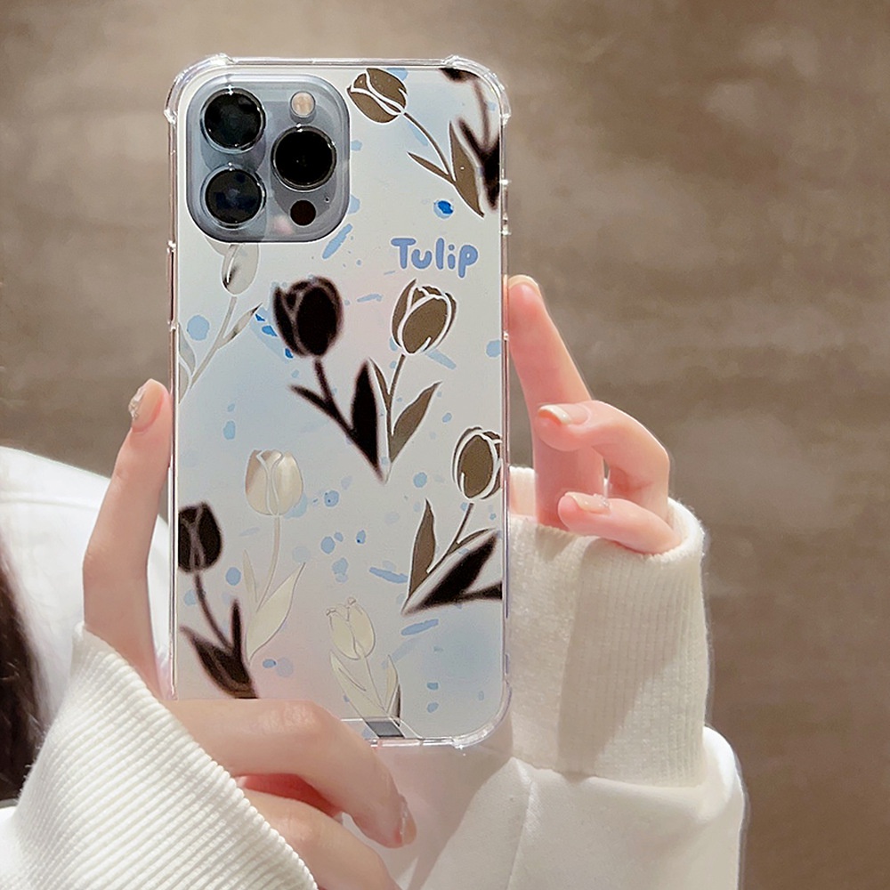 Ốp Điện Thoại Trong Suốt Họa Tiết Hoa Tulip AT0262 Cho Iphone SE2020 7 / 8 Plus 14 X XR XM 11 12 MINI 13 PRO MAX