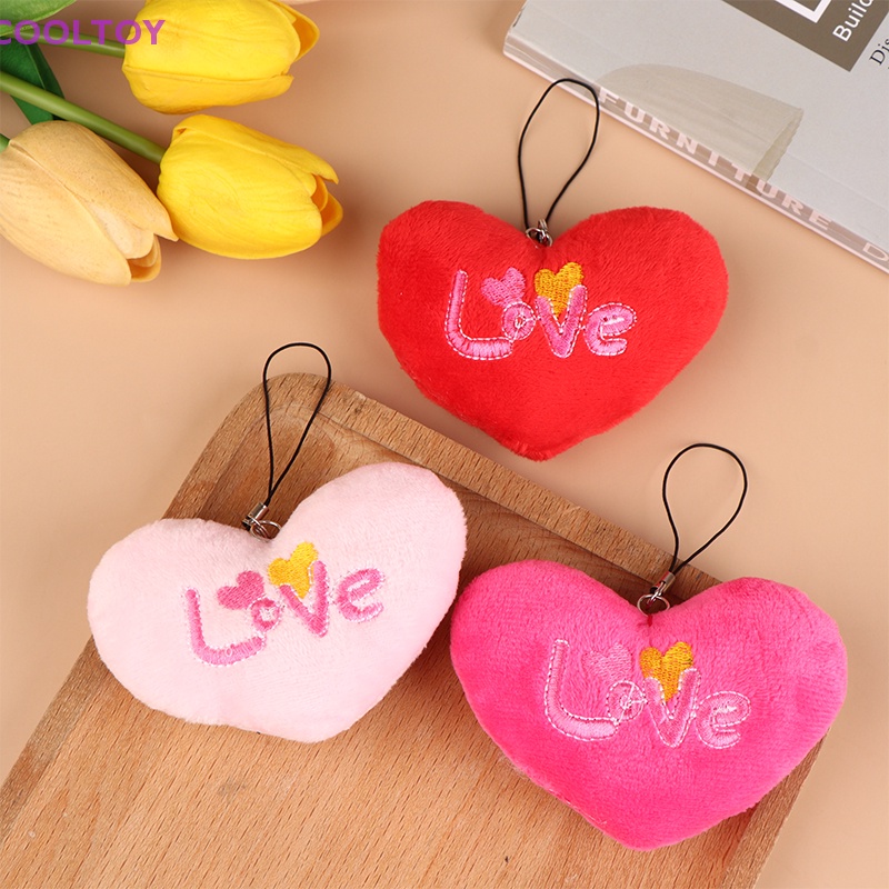 Móc Khóa Hình Trái Tim Nhồi Bông Mềm Mại Dễ Thương