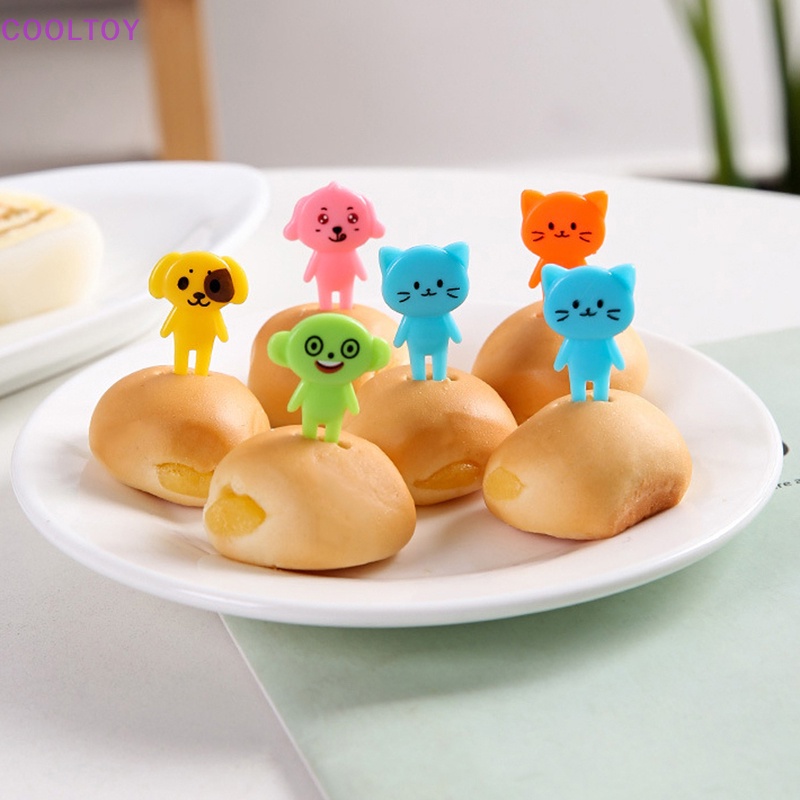 Set 10 Nĩa Ăn Trái Cây / Tráng Miệng / Tráng Miệng Hình Động Vật Hoạt Hình Mini Trang Trí Tiệc Cho Bé