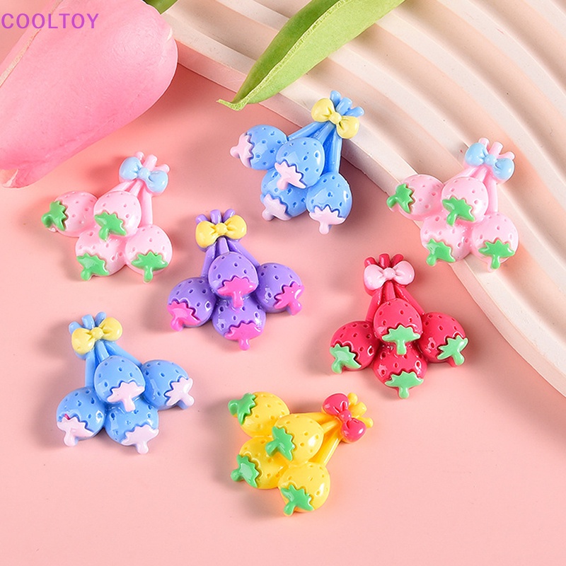 Cooltoy Set 10 Bong Bóng Dâu Tây Màu Sắc Ngọt Ngào Bằng Nhựa Resin Trang Trí Điện Thoại