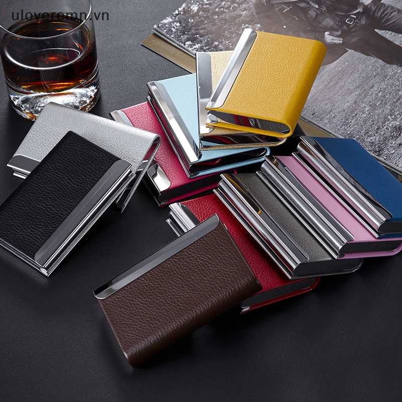 Ví Da PU Đựng Thẻ Tín Dụng / Danh Thiếp Sức Chứa Lớn Bằng Thép Không Gỉ
