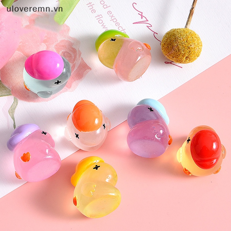 Bộ 5 Kẹp Tóc Hình Vịt Dạ Quang Bằng Nhựa Resin Trang Trí Sổ Tay DIY