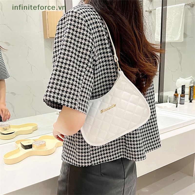 Túi Xách Da PU Màu Trơn Thêu Họa Tiết Hình Thoi Thời Trang Cho Nữ