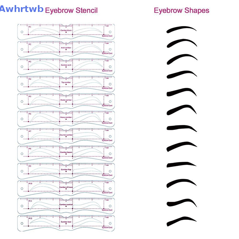 Set 12 Khuôn Hỗ Trợ Vẽ Lông Mày Tái Sử Dụng Tiện Lợi Mới