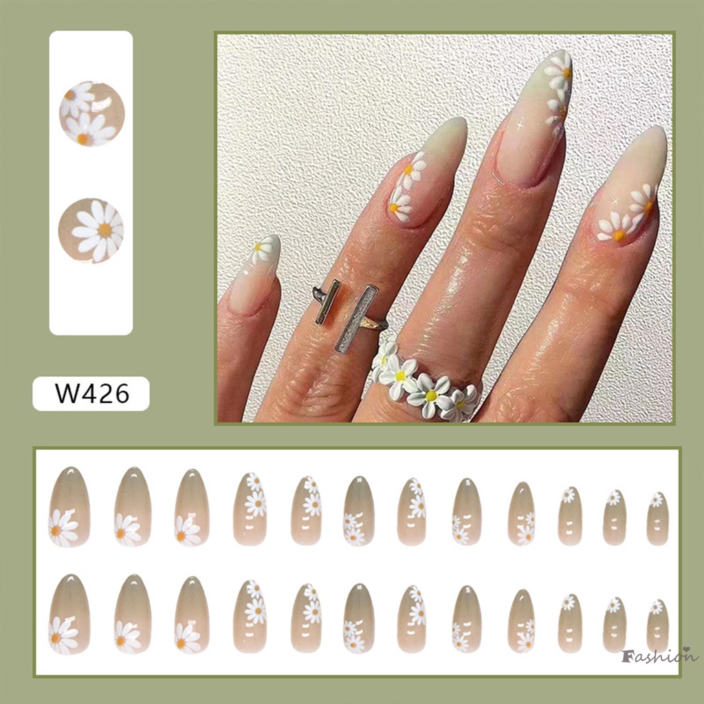 Móng Tay Giả Màu Xanh Lá Gradient Không Độc Hại Chống Trầy Xước