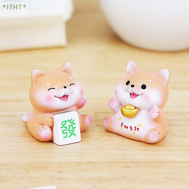 Mô Hình Chú Chó May Mắn Bằng Nhựa Resin Trang Trí Bánh Kem Mới