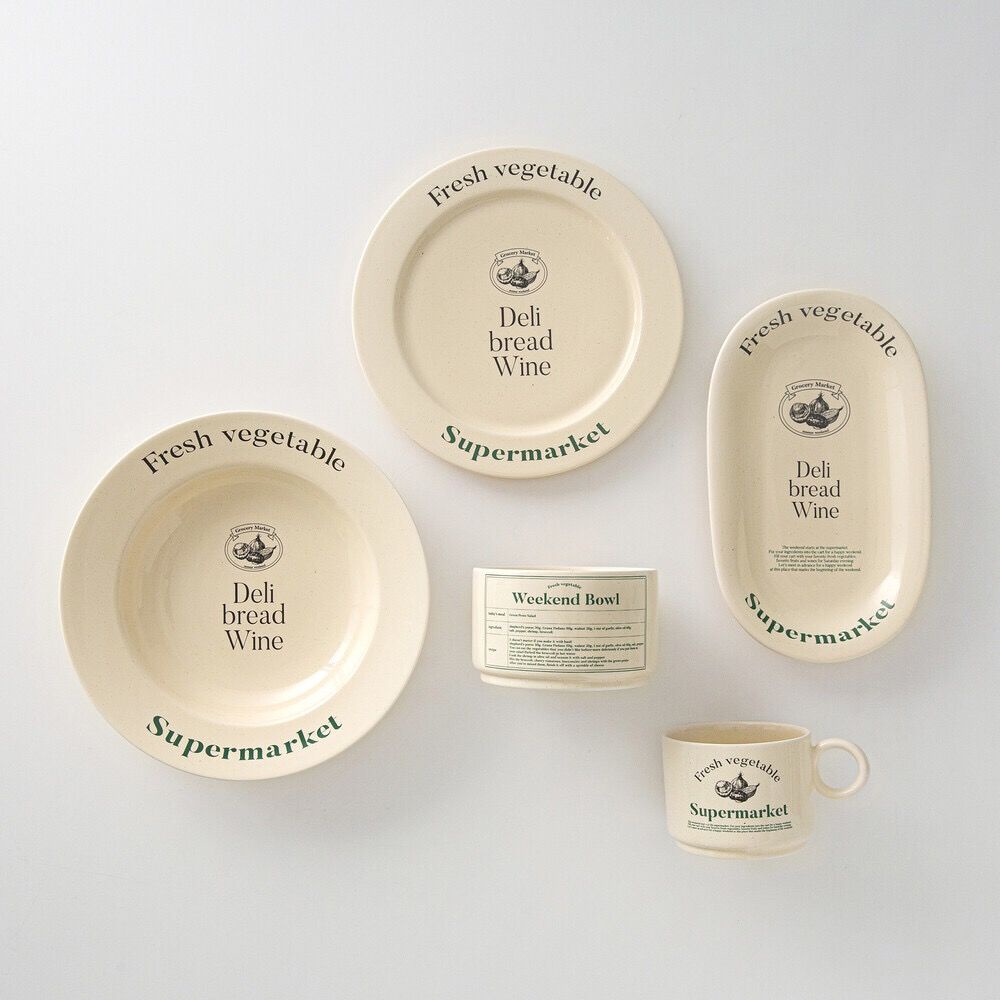 Đĩa Sứ In Chữ Fig Phong Cách Hàn Quốc Cổ Điển Sang Trọng
