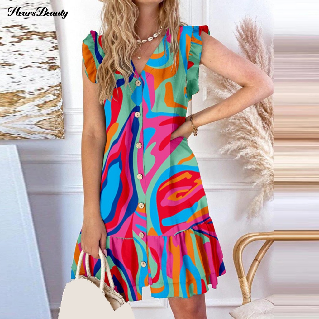 Đầm Mini Cổ Chữ V Thời Trang Xinh Xắn Cho Nữ