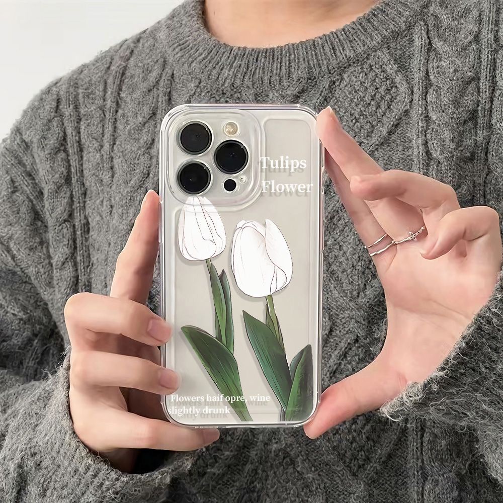 ✅Ốp Điện Thoại Mềm Chống Sốc Màu Trắng In Họa Tiết Hoa Cho Iphone 14pro 6In Plus 13 12 max 11 78