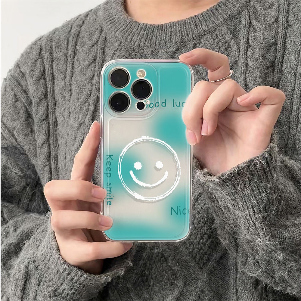 ✅Ốp Điện Thoại Mềm Chống Sốc Họa Tiết Mặt Cười Đơn Giản Cho iPhone 1114pro 12 13 6In max78 plus 9F95