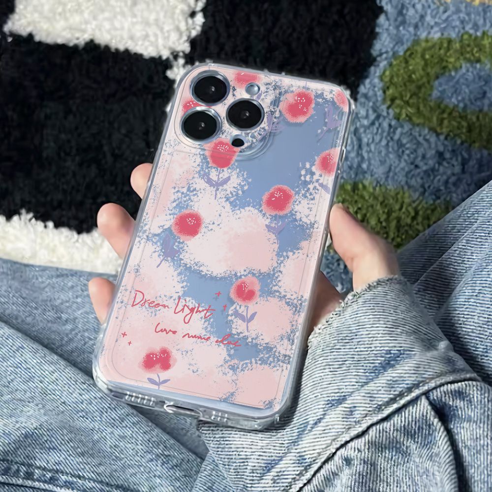 ✅Ốp Điện Thoại Mềm Chống Sốc Họa Tiết Hoa Hồng Đỏ Cho Iphone 13 14 Pro Max 6 12 Plus 78 11 PPBD