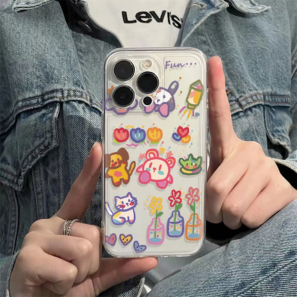 ✅Ốp Điện Thoại Dẻo Họa Tiết Hoa &amp; Chó Mèo Dễ Thương Chống Sốc Cho Iphone126Ins 14pro 1311 60AQ 78