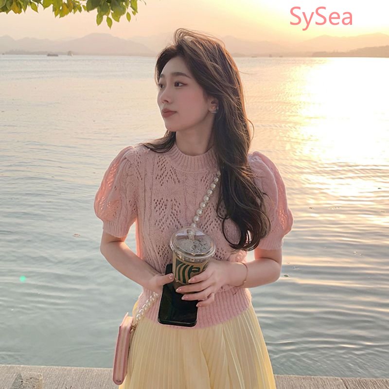 Áo Dệt Kim Cổ Tròn Thời Trang Mùa Hè Hàn Quốc Dành Cho Nữ