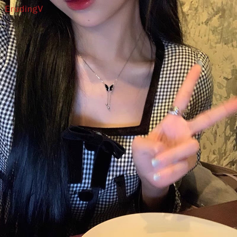 [ErudingV] Vòng cổ Nhiều Lớp Tua Rua Hình Bướm Đen Phong Cách Retro Cá Tính Thời Trang Dành Cho Nữ [Mới]
