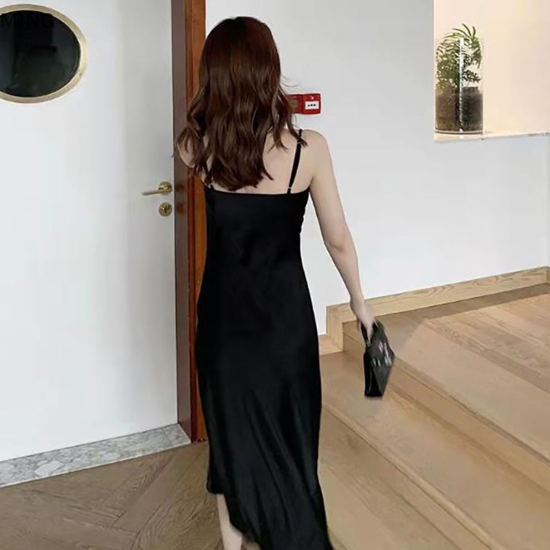 Đầm Midi Hai Dây Ôm Ngực Thanh Lịch Cho Nữ