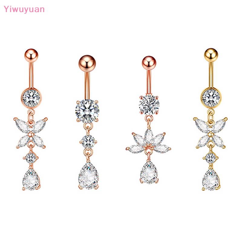 Khuyên Rốn Thép Không Gỉ Hình Bướm Đính Đá Zircon Mới