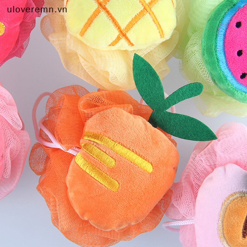 1 Bông Tắm Bằng Xơ Mướp Phối Lưới Nhiều Màu Họa Tiết Trái Cây Hoạt Hình Dễ Thương