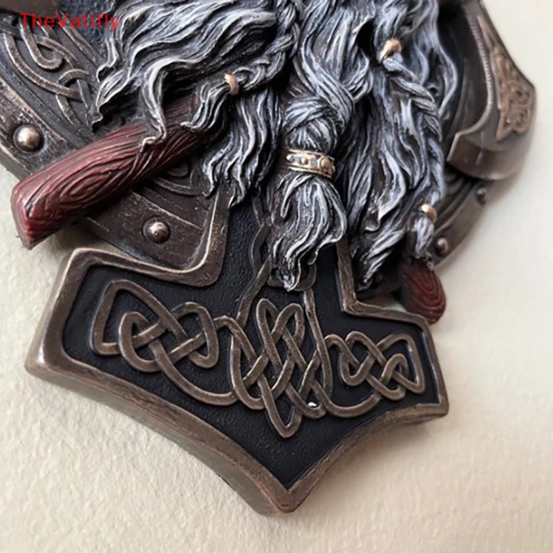 [Thevalifly] Tượng Trang Trí Tường Hình Hai Rìu Chiến Binh Viking Bằng Nhựa Resin Cổ Điển HOT