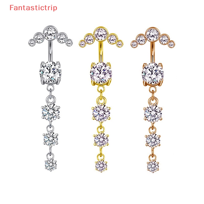 1 Bộ Khuyên Rốn Bằng Thép Không Gỉ Đính Đá Zircon Thời Trang Mới