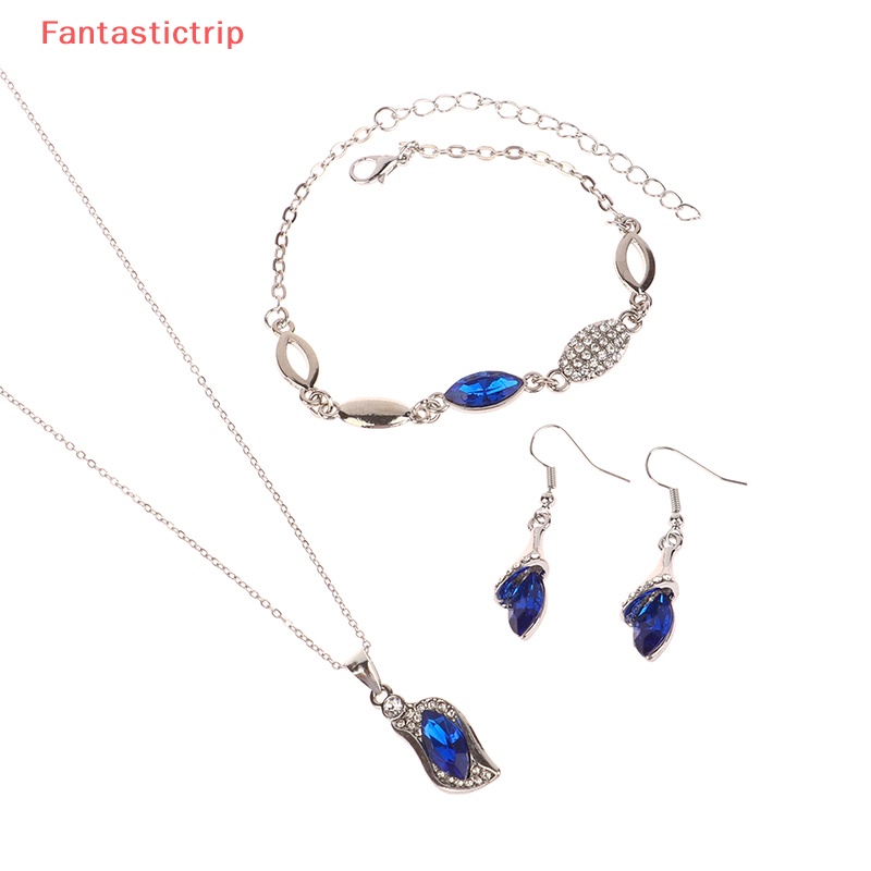 Bộ Trang Sức Vòng cổ / Vòng Tay / Khuyên Tai Đính Pha Lê Màu Vàng / Bạc Thời Trang Cho Nữ