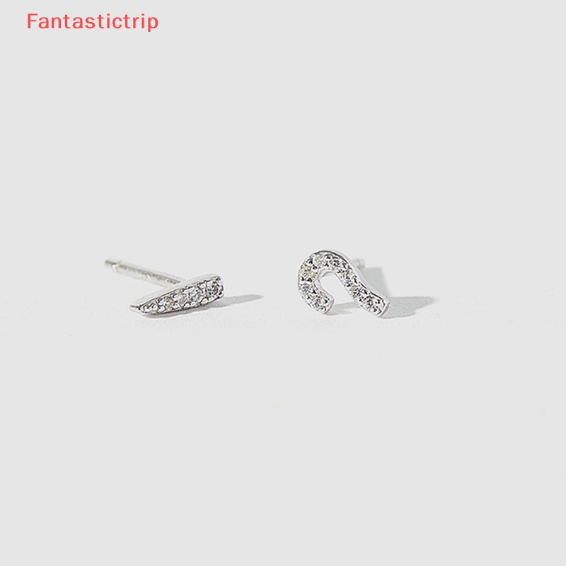 Bông Tai Đính Đá Hình Dấu Hỏi Màu Bạc Thời Trang Hàn Quốc Dành Cho Nữ